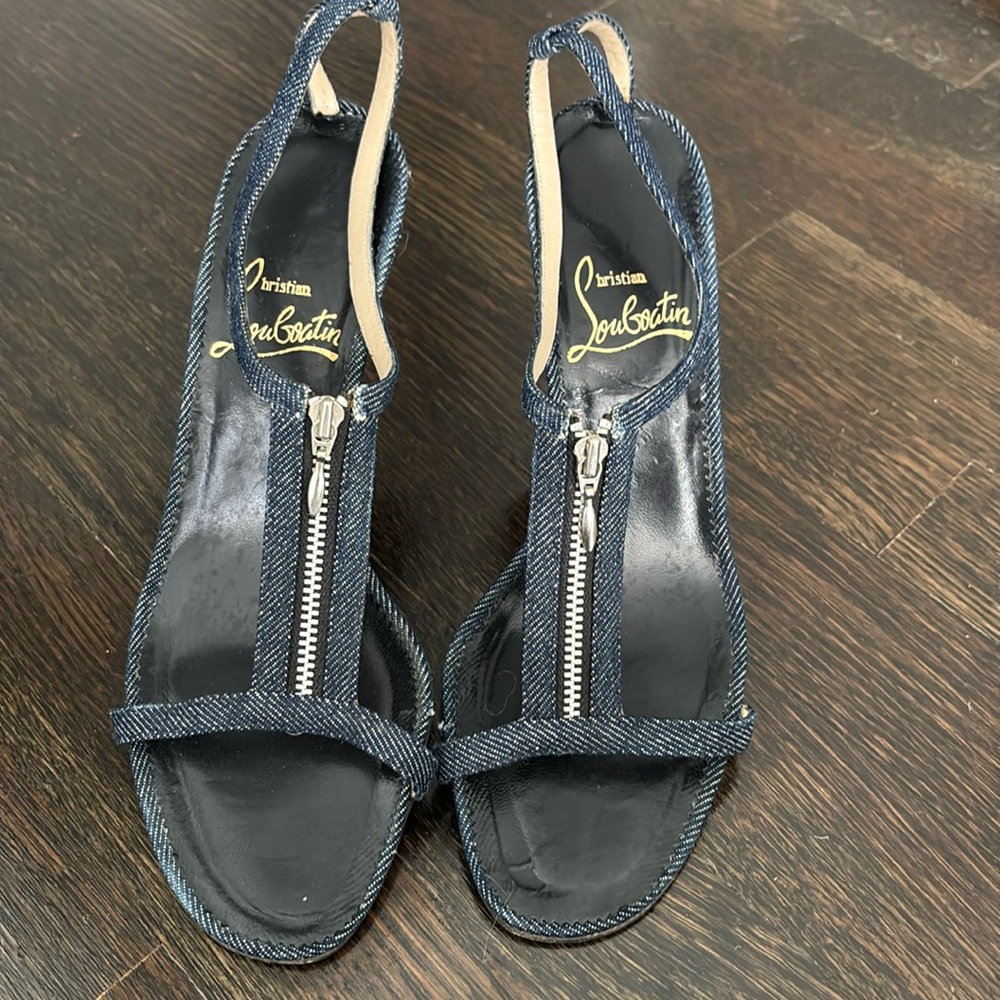 Christian louboutin denim with T strap zipper